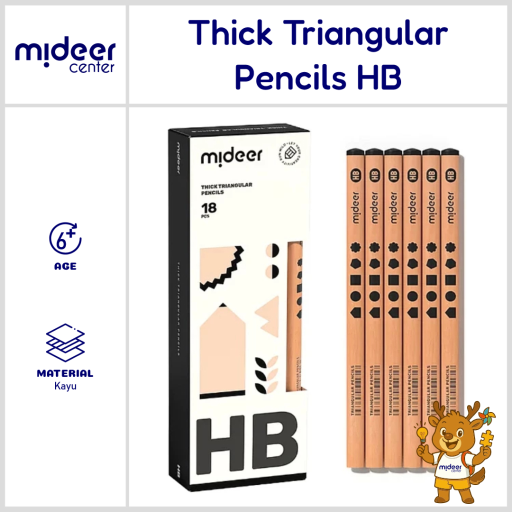 

Mideer Thick Triangular Pencils HB (18pcs) Mainan Edukasi Anak Seperti Pensil Kumon