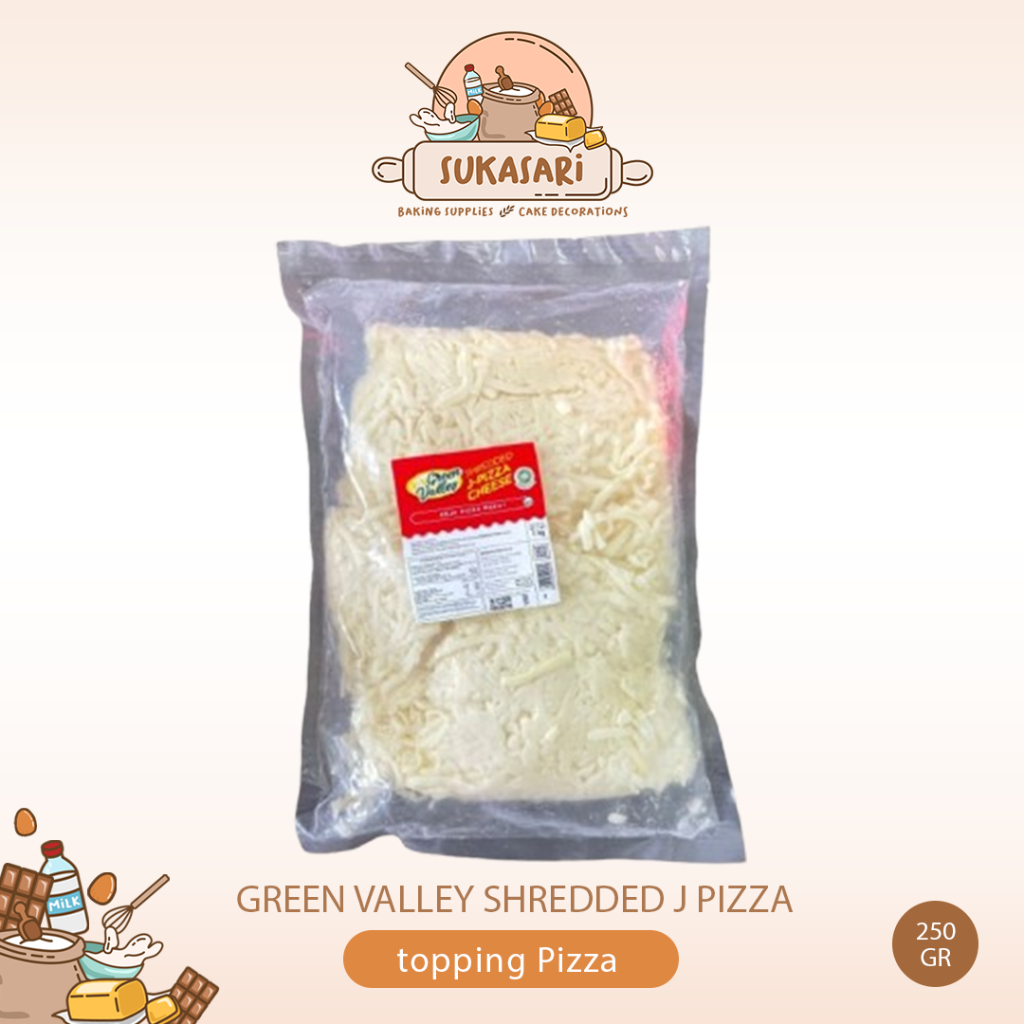 

Green Valley Shredded J Pizza Cheese 250 Keju topping Pizza Moza gouda melt
