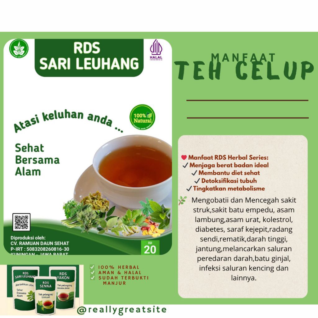 

Teh sehat pria dan wanita atasi segala macam penyakit 100% alami