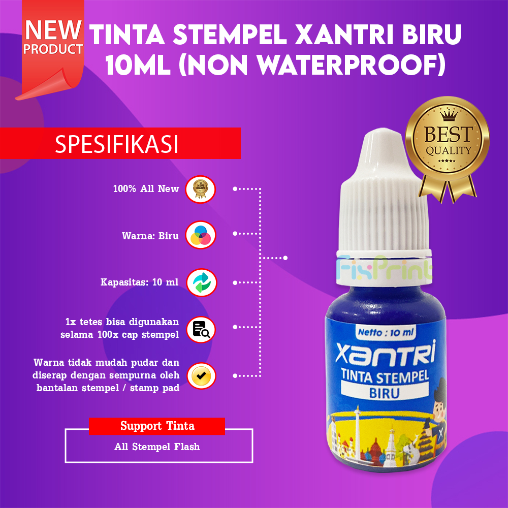

FixPrint Tinta Refill Stempel Flash Non Waterproof Warna 10 ml Refill Ink Stamp Stampel Stempel Flash Warna 10ml Hitam Biru Merah Muda Oren Hijau Ungu Tinta stampel stempel flash warna
