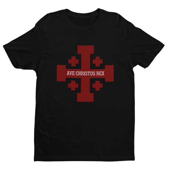 Kaos Rohani Kristen Katolik Jerusalem Cross Ave Christus Rex Black