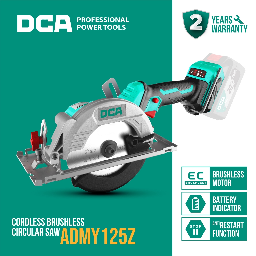 DCA Brushless Circular Saw / Gergaji Sirkel Baterai 20Volt 125mm ADMY125Z (UNIT ONLY)