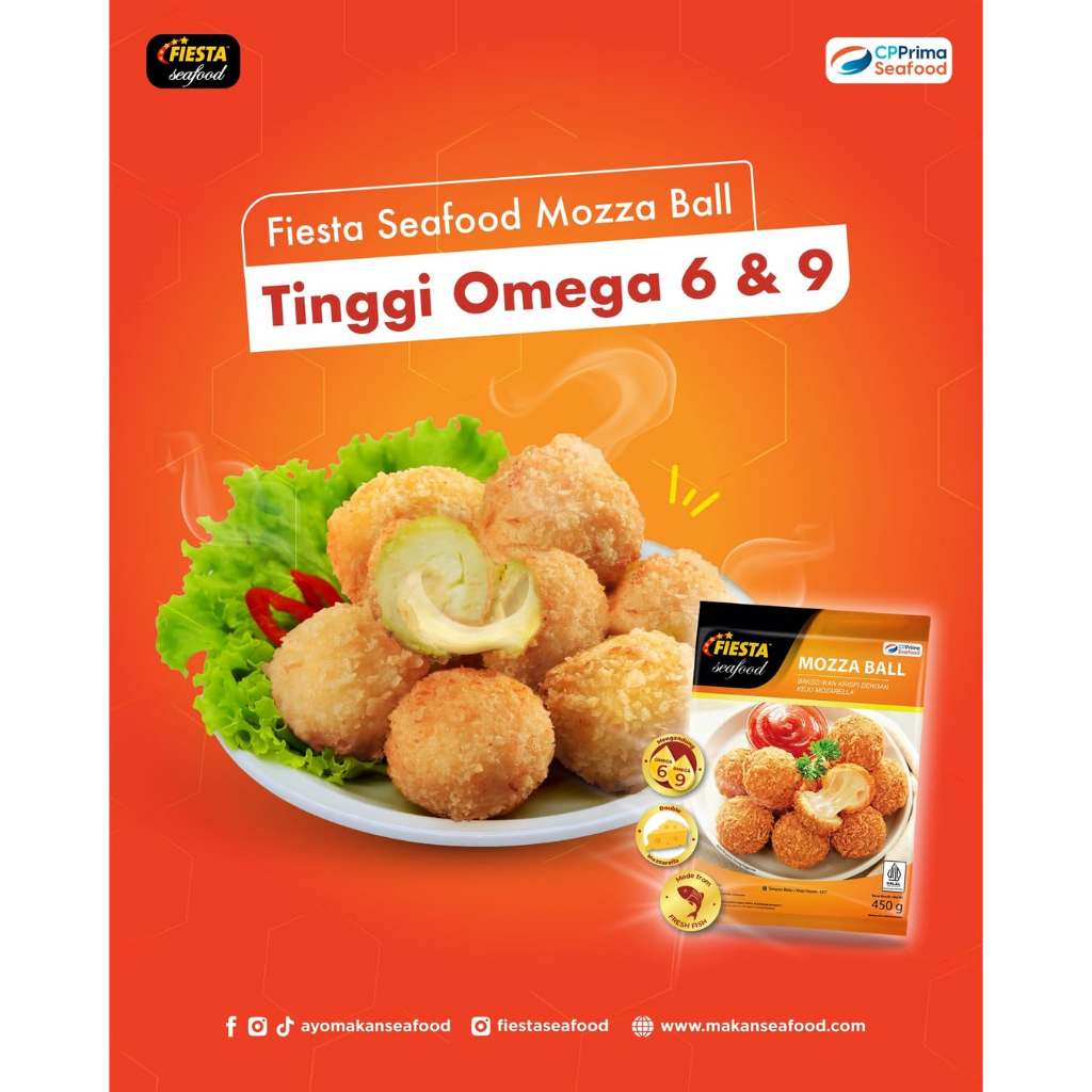 

FIESTA MOZZA BALL 450gram - Bakso Ikan Krispi dengan Keju Mozarella - Kheiza Frozen