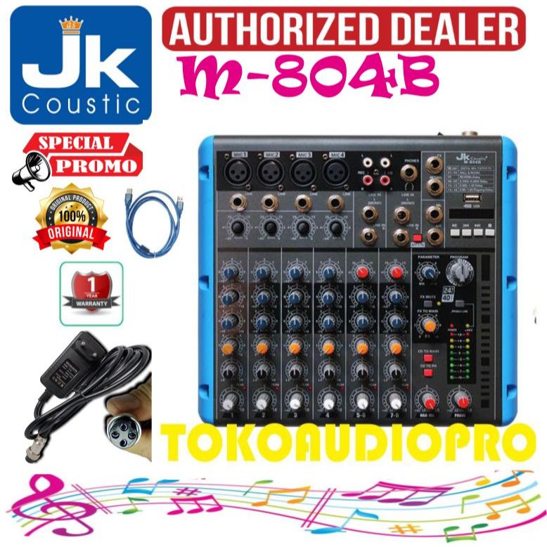 Jk Coustic M804B Mixer Audio with Efecct M-804B