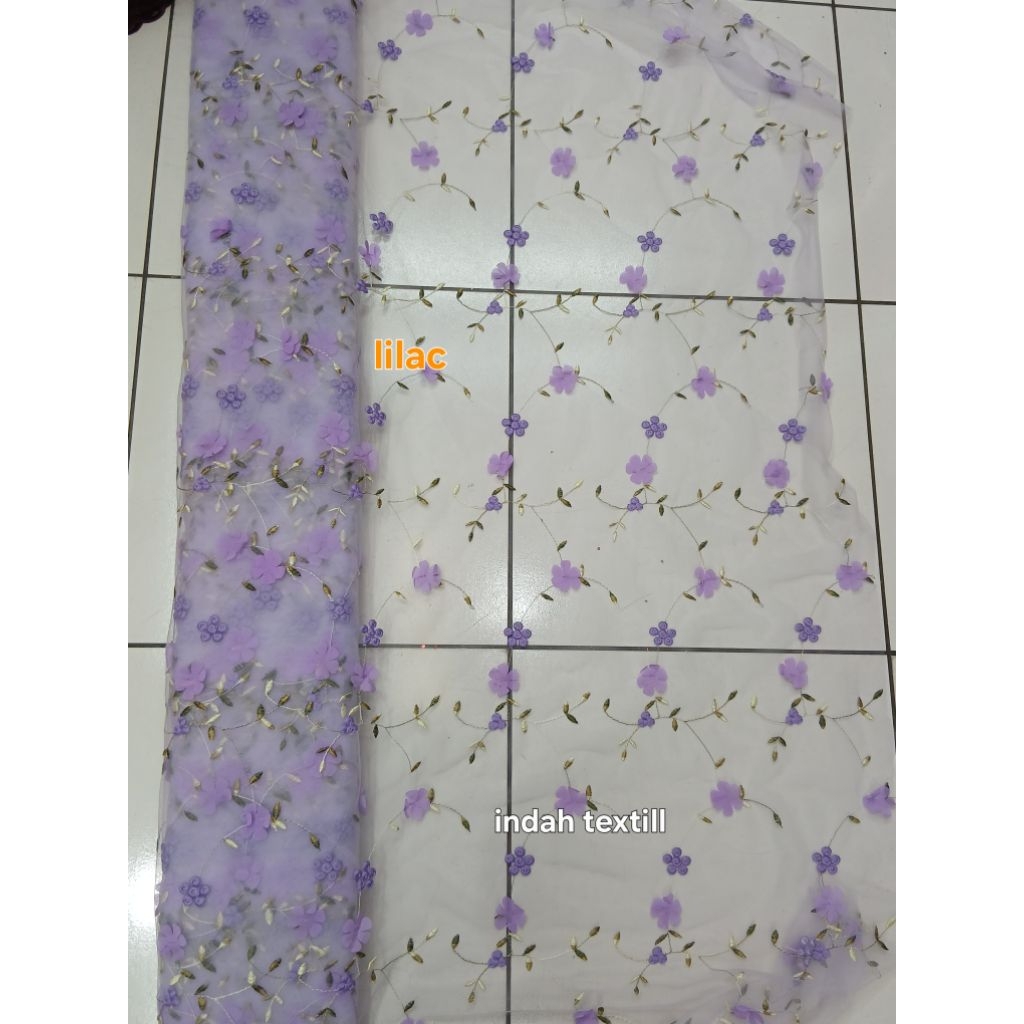 BAHAN /KAIN TILLE BORDIR BUNGA 3D TERBARU