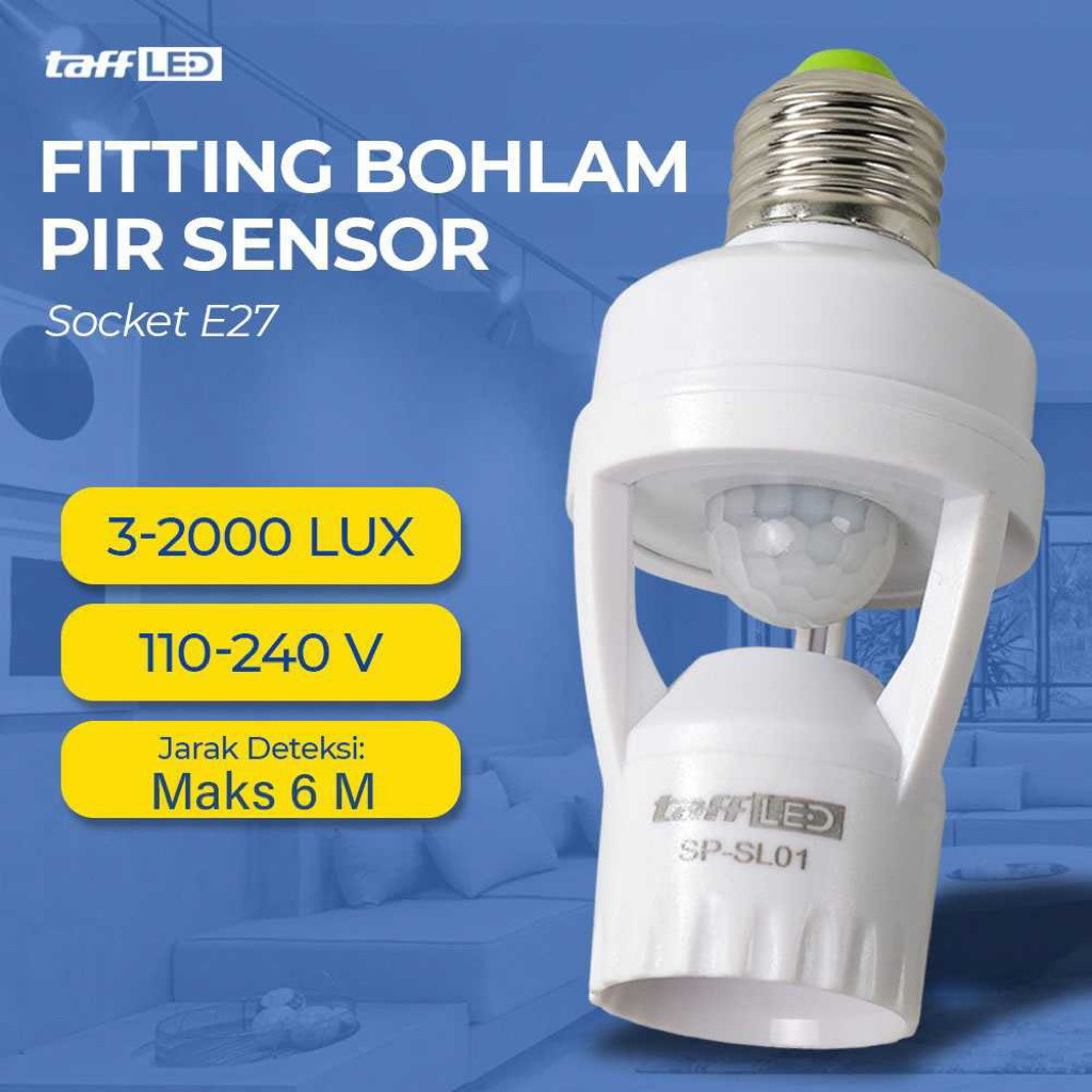 A007 TaffLED Fitting Lampu Bohlam PIR Sensor 2000 LUX 240V 60W E27 | Sensor lampu otomatis, lampu se