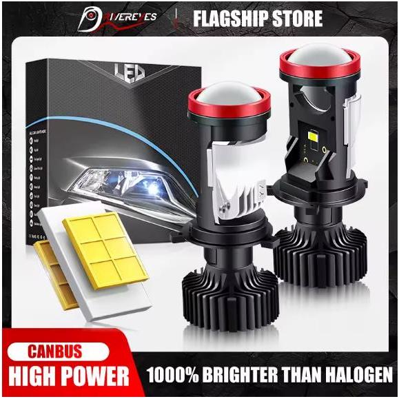 1 buah lampu   200W T9 H4 LED Proyektor Turbo Fan Lampu Depan Mobil Lensa Mini Bohlam Canbus LED