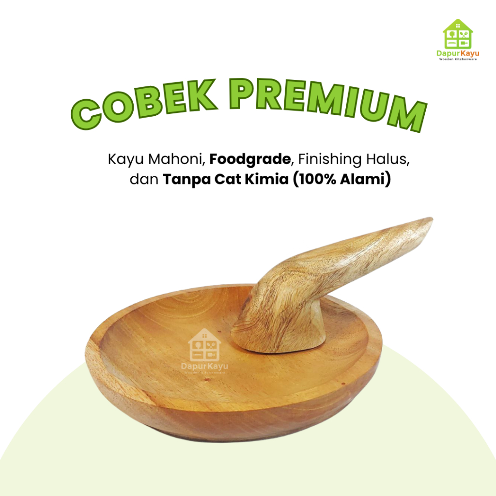 Cobek Kayu Mahoni Satu Set Ulekan 1530Cm Cobek Kayu Mahoni Premium Cobek Kayu Ulekan Cobek Kayu