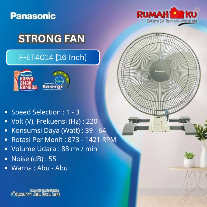 PANASONIC F-ET4014 KIPAS ANGIN BESI TORNADO MEJA + DINDING / TEMBOK