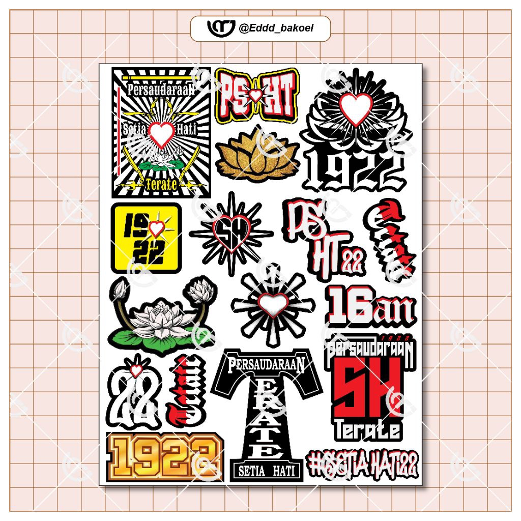 

Stiker PSHT isi 16Pcs Anti Air Vynil Putih Sudah di Cutting (KISS CUT)dan Anti Gores