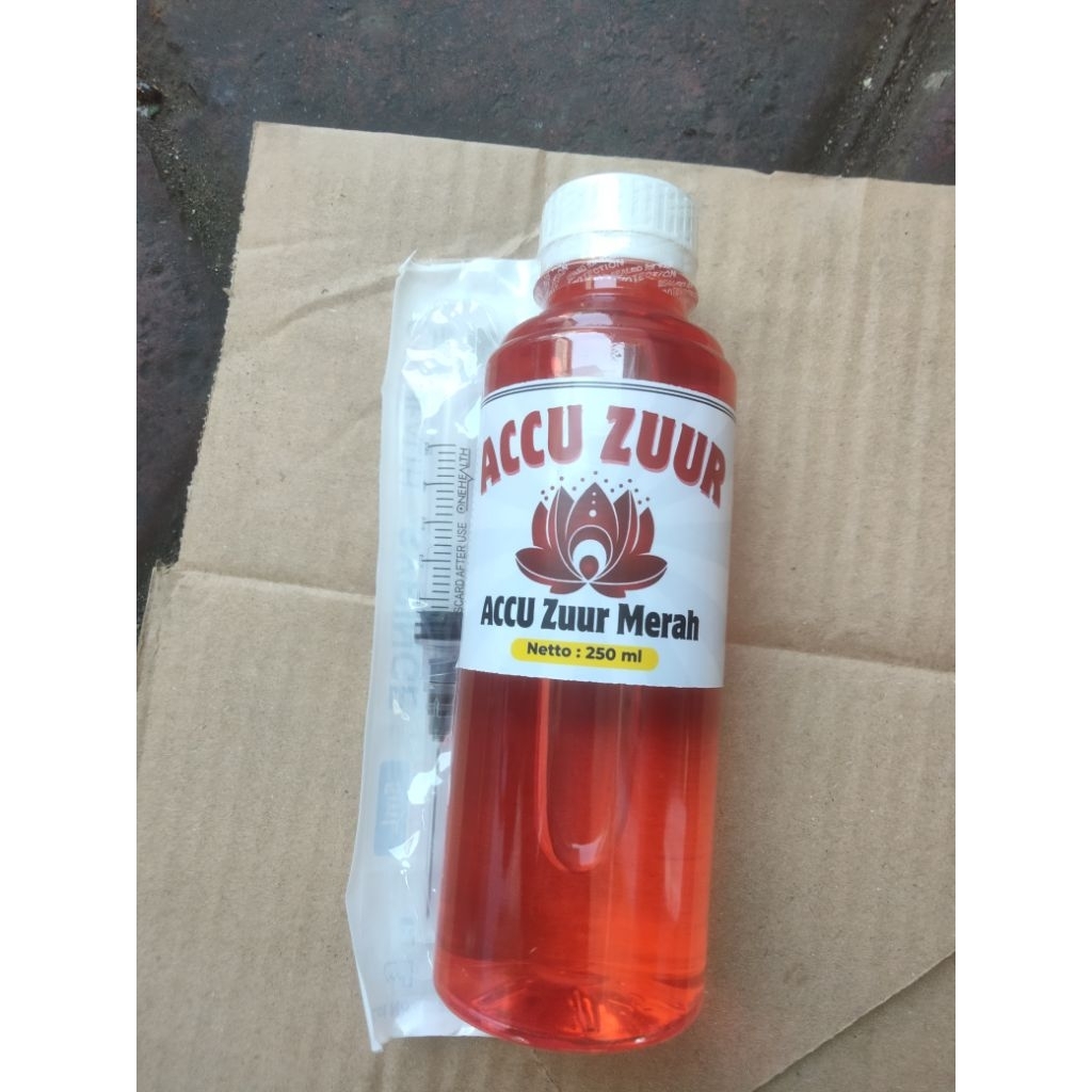 AIR AKI ZUUR MERAH ISI 250ML PERBAIKAN AKI KERING BASAH CAIRAN AKI KERING
