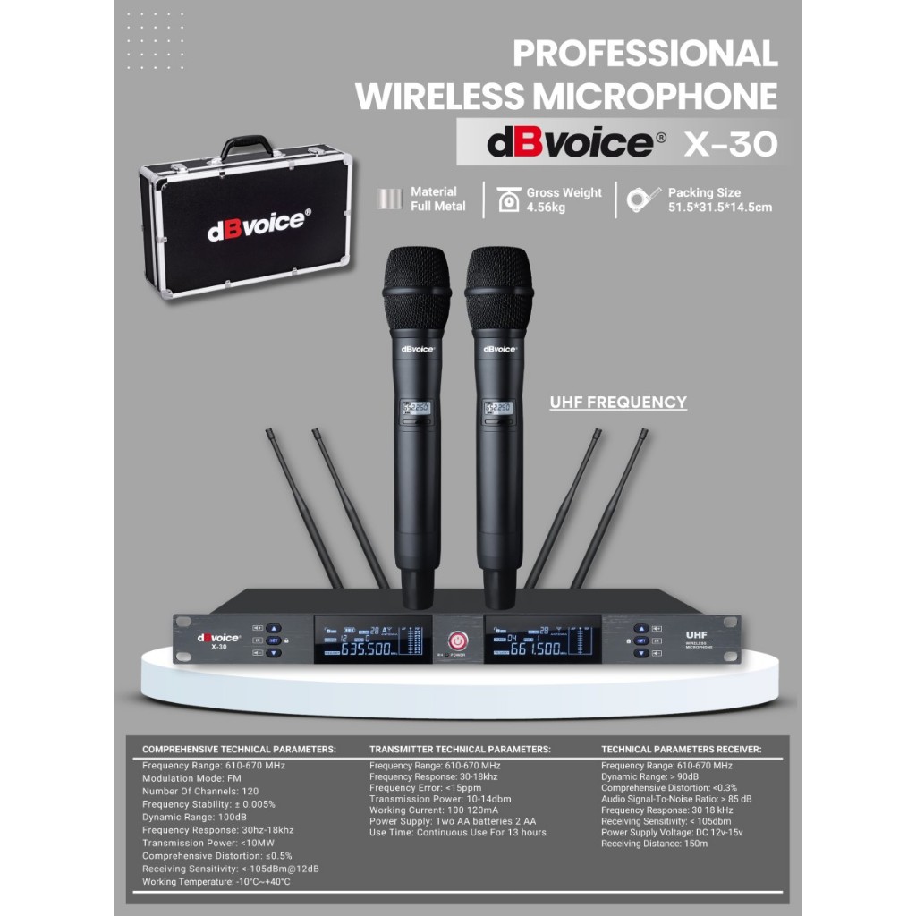 X-30 MIC WIRELESS 2 PEGANG DBVOICE ORIGINAL / MIC WIRELESS 2 MIC / X30 DBVOICE