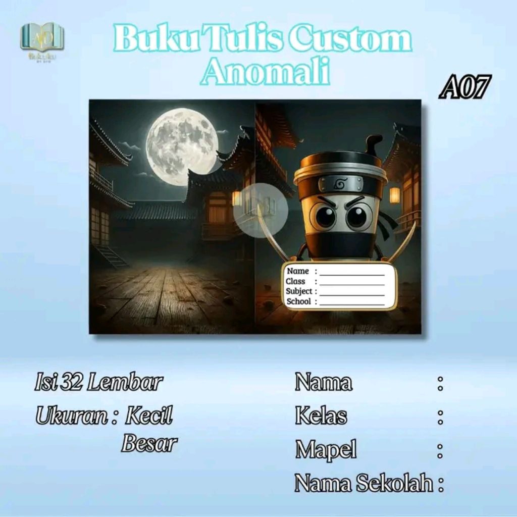 

Buku Tulis Custom Tema Ninja – Nama Sendiri