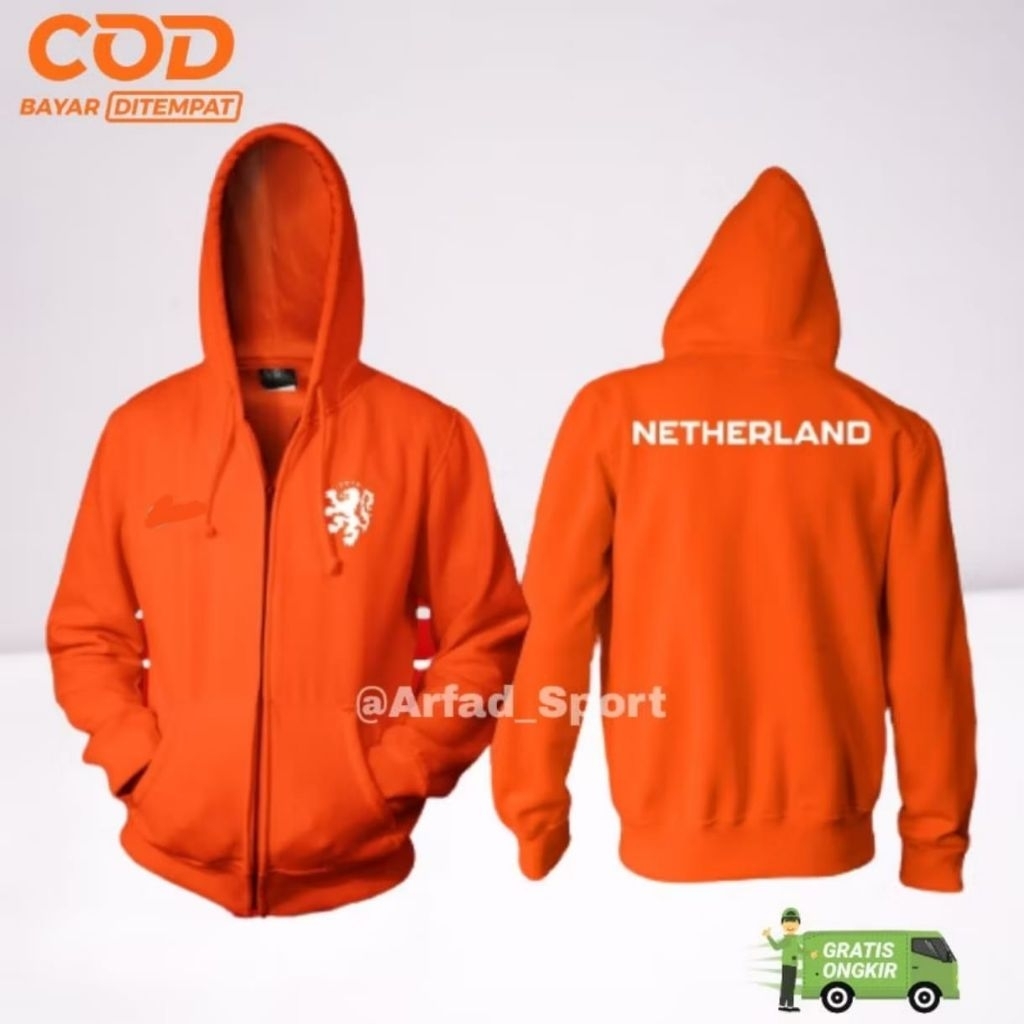 HOODIE ZIPPER JAKET BOLA PRIA Negara Timnas Belanda Netherlands