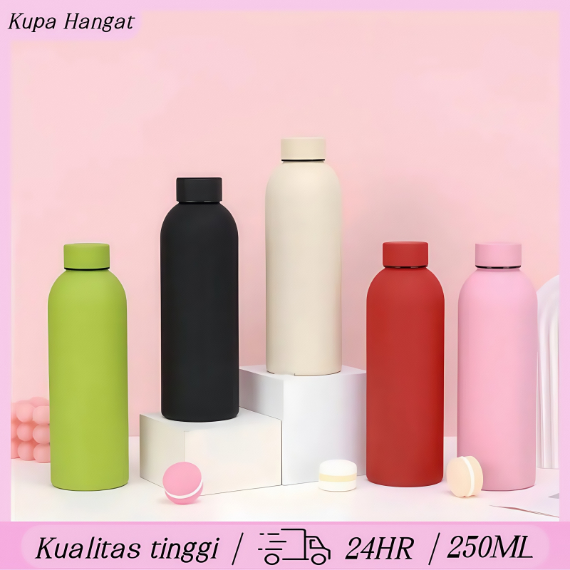 500ML Botol minum stainless steel portabel, termos tahan panas, gelas kopi, dengan lubang kecil.