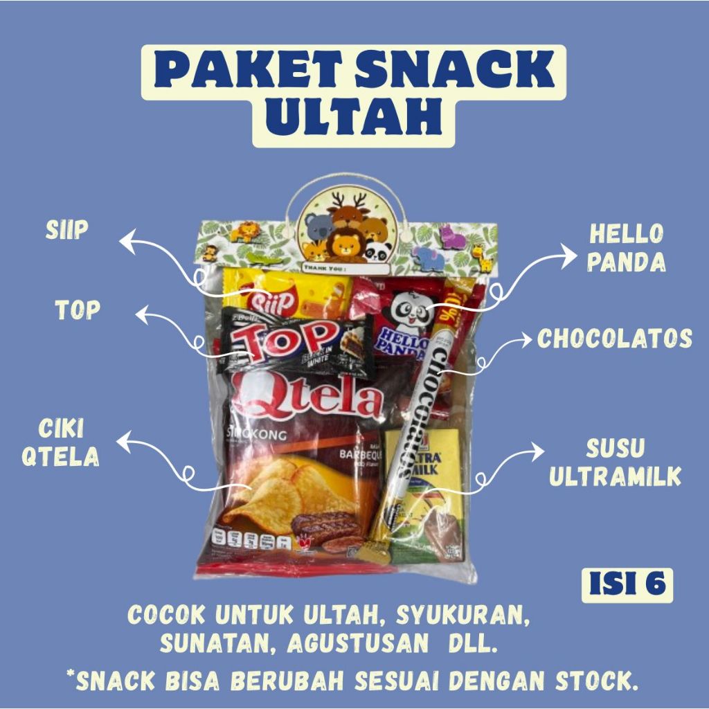 

PAKET ULANG TAHUN ANAK/SNACK ULANG TAHUN ANAK ISI 6 SNACK