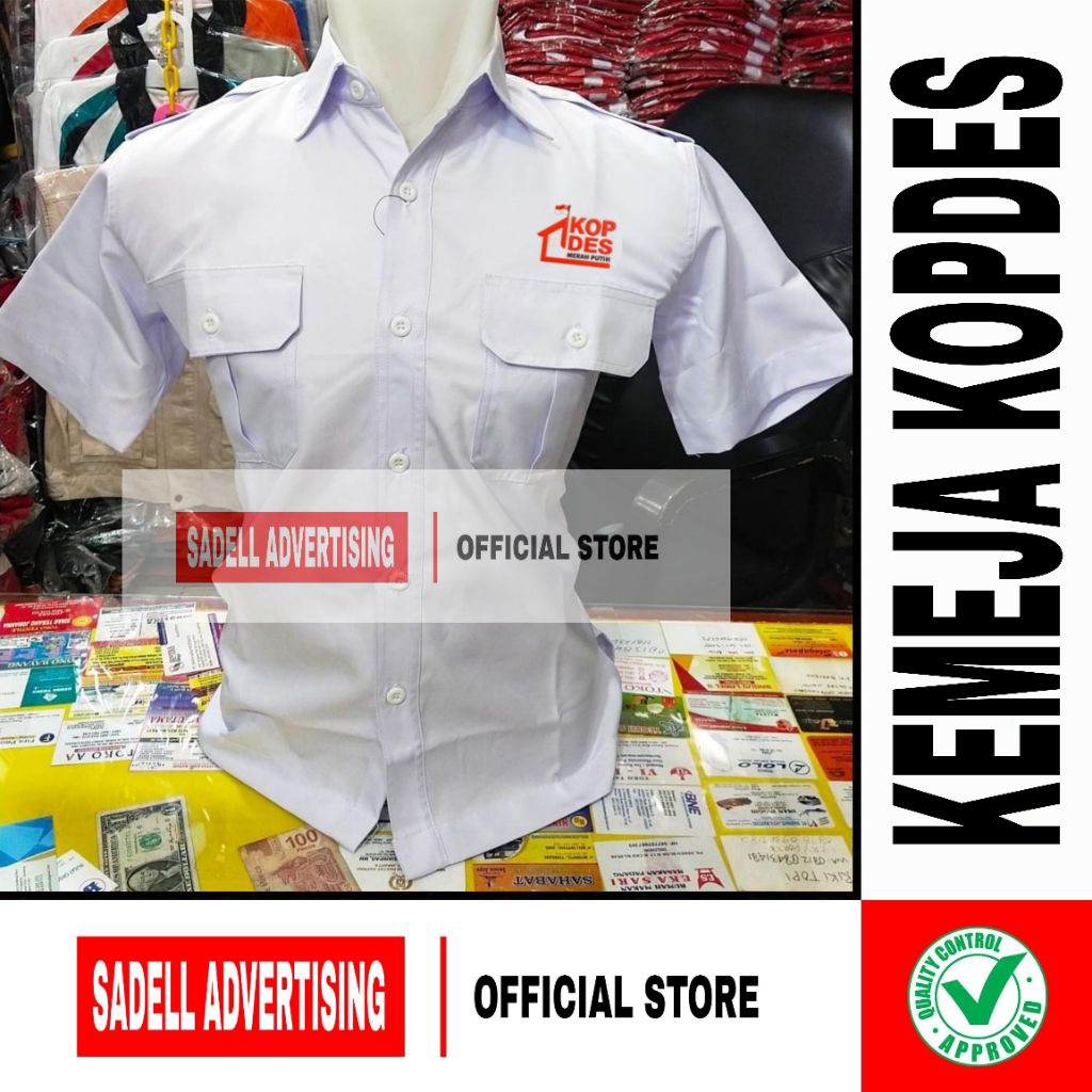 Kemeja KOPDES Seragam Koperasi Desa Merah Putih PDH Lengan Pendek Pria Bordir