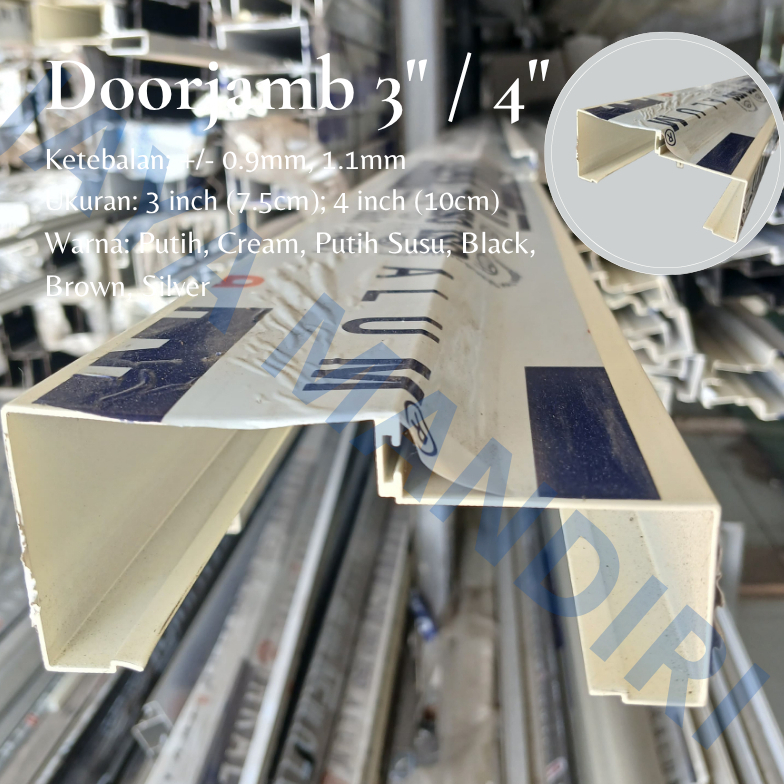 JMG - BAHAN KUSEN PINTU ALUMUNIUM DOORJAMB 3" / 4" MERK INKALUM, ALEXINDO 'TERMURAH'