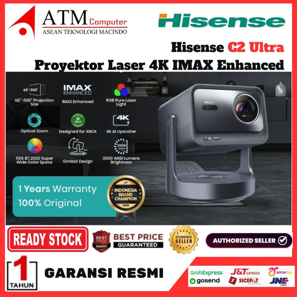 Hisense C2 Ultra Proyektor Laser 4K IMAX Enhanced 3000 ANSI Lumen Ultra Terang  Garansi Resmi