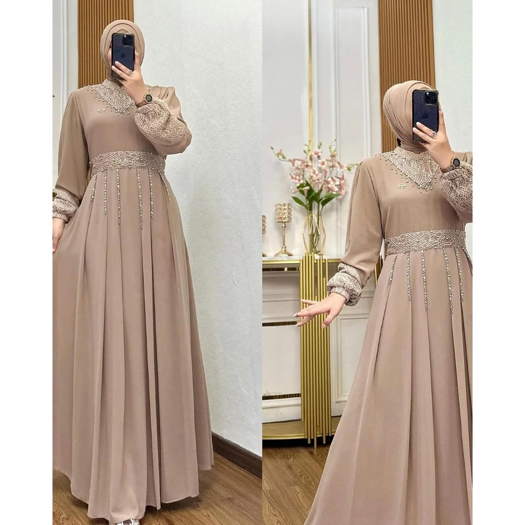 Laudyia Dress Brokat Kondangan Pesta Kekinian 2025 Bisa COD Ready Sampai Ukuran XXL Jumbo Baju Gamis