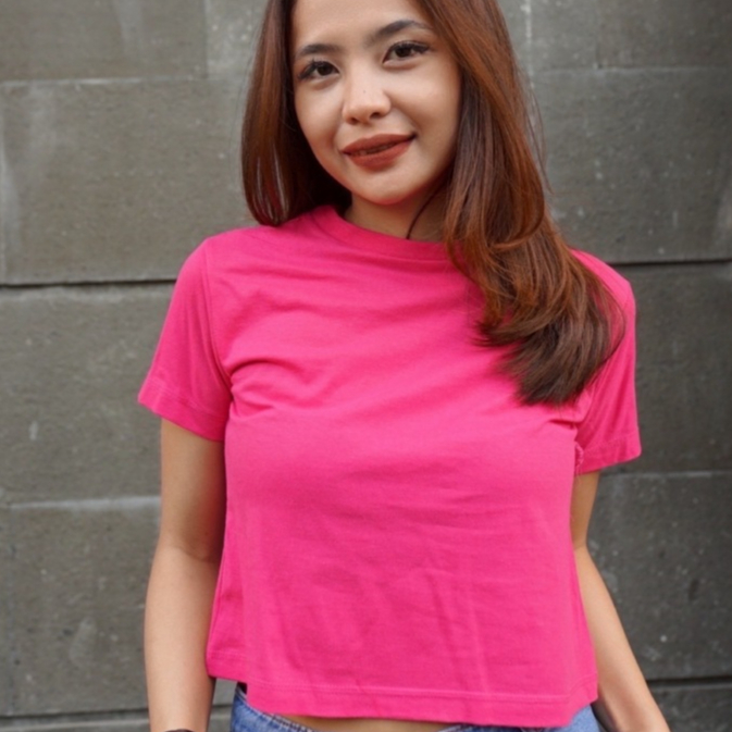 KAOS | BAJU | BAJU WANITA | BAJU CROP TOP WANITA | BAJU KAOS | CROP TOP WANITA WARNA PINK | LUXELOOK