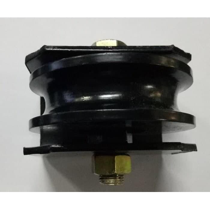 Roda Pagar 10 cm siku tebal 25mm Besi As Hitam