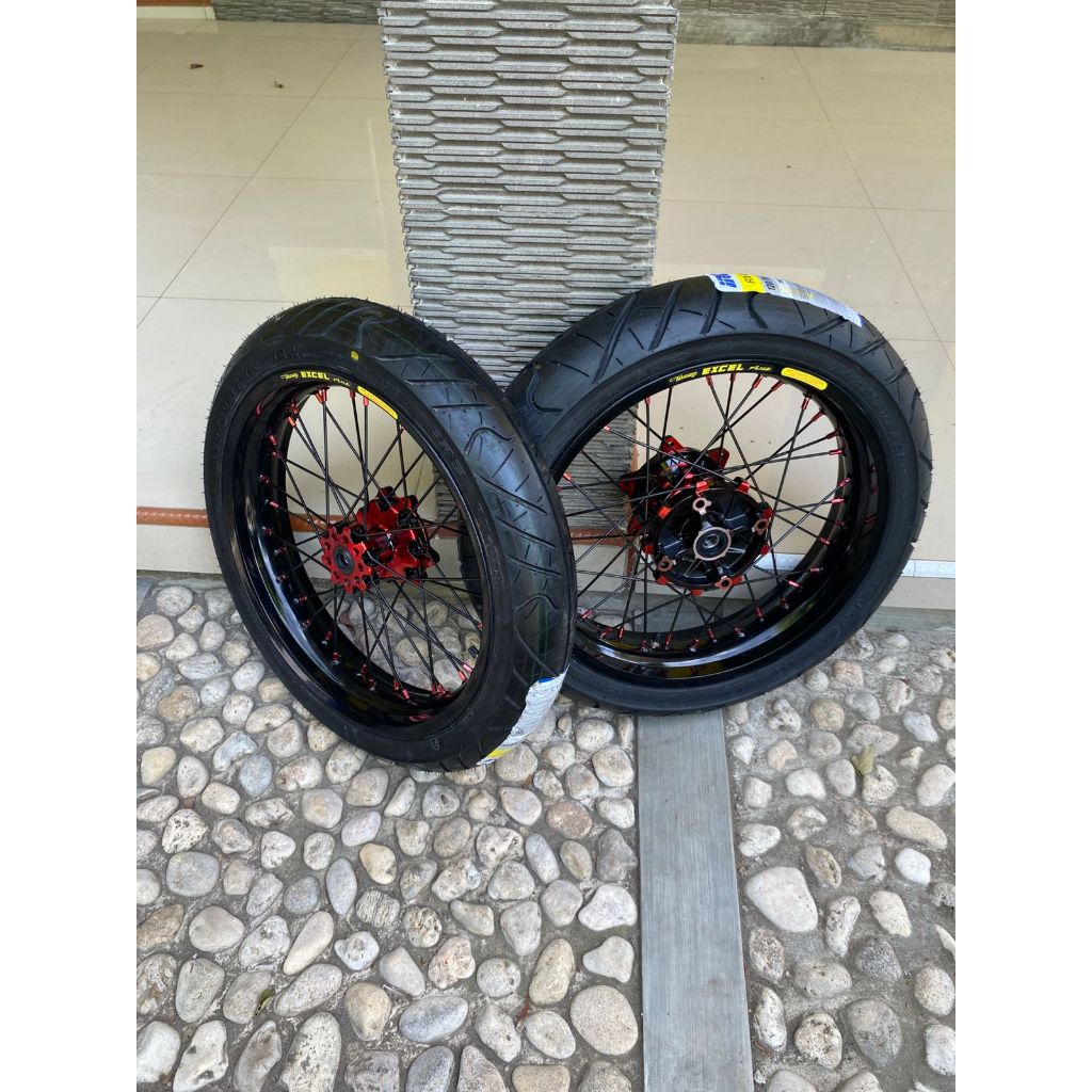 Wheelset Supermoto CRF Ban IRC Baru Ring 17 Velg Custome Takasago Excel Asia Murah