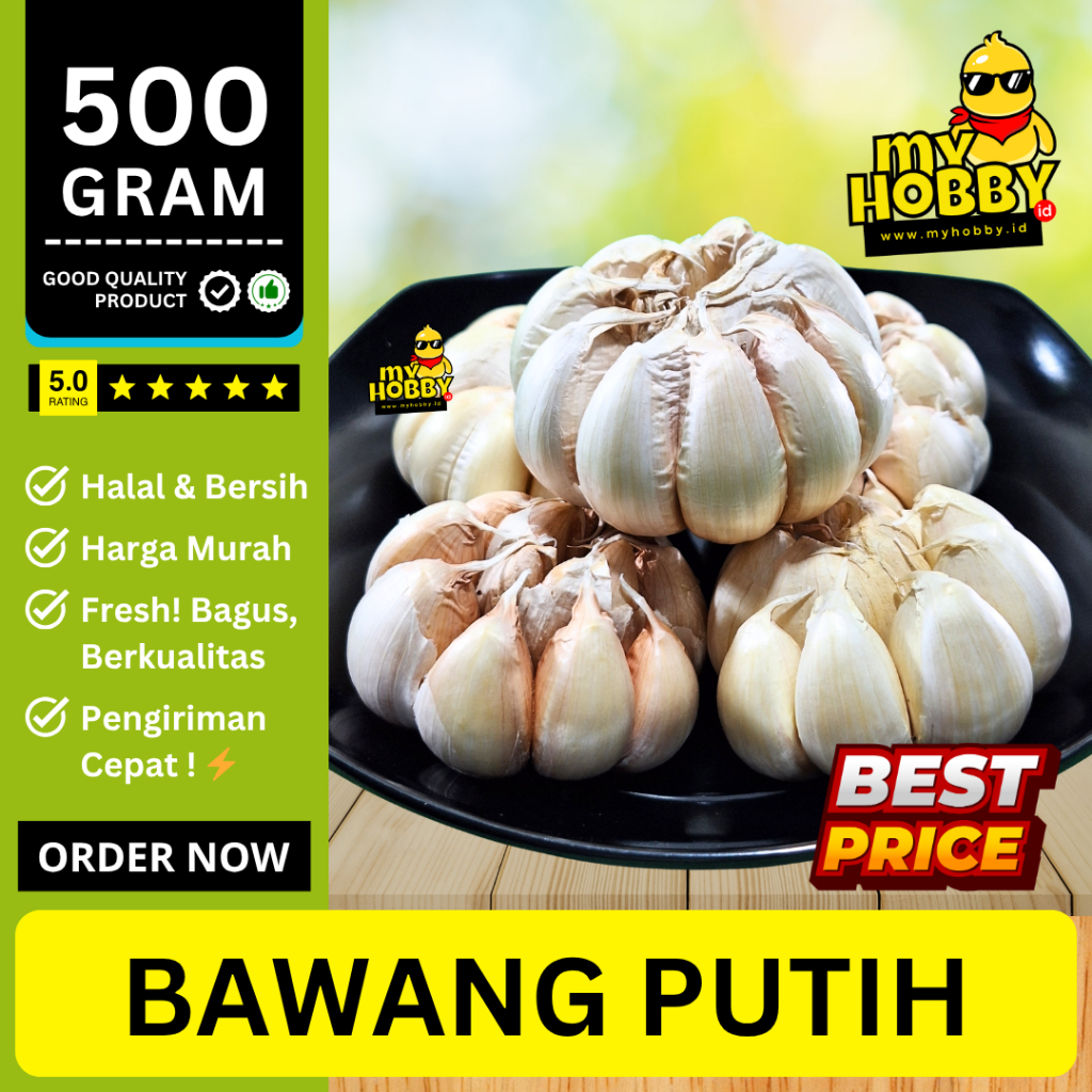 

Bawang Putih Segar 500 gram! Bagus, Murah, Berkualitas. Garlic, Baput, Wangi Sedap Harum. MyHobby ID