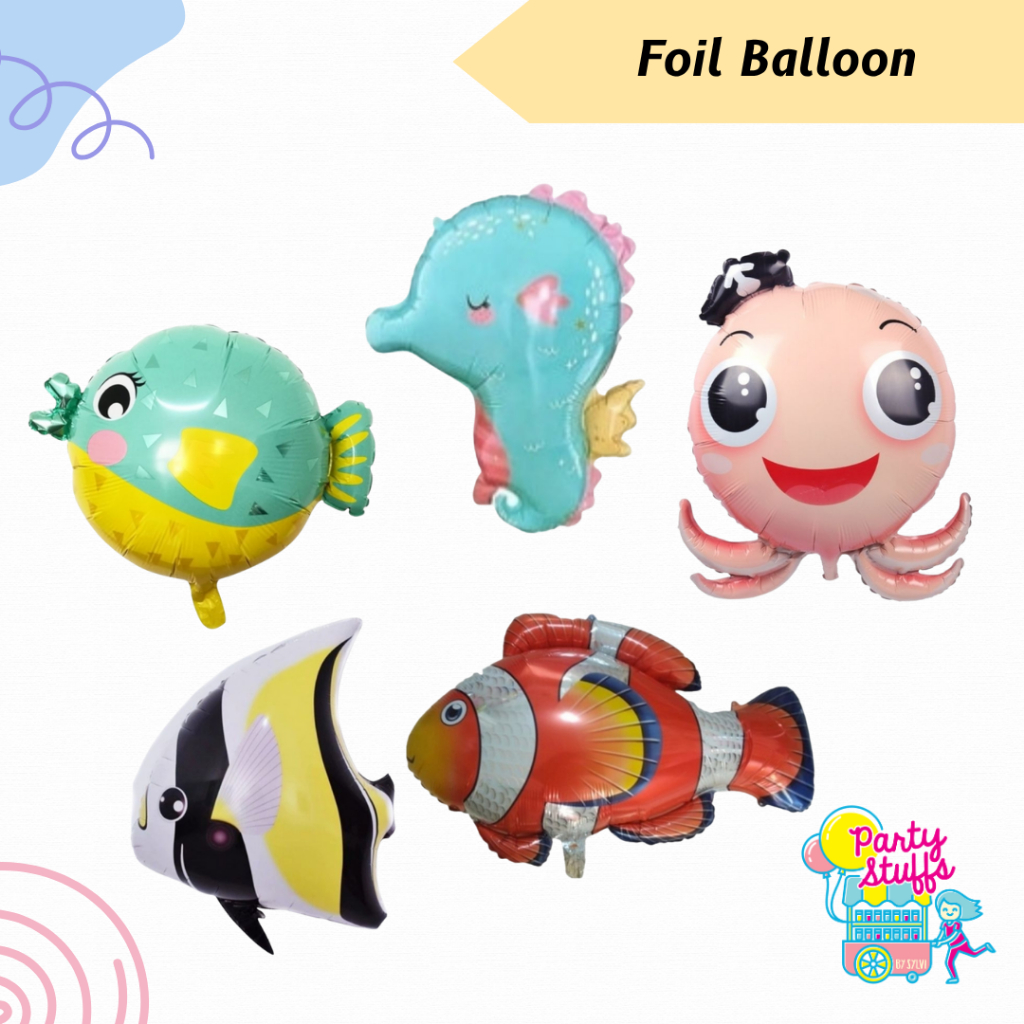 Foil Balloon Under The Sea / Balon Foil Tema Laut / Balon Foil Karakter Ikan Nemo / Balon Foil Kuda 