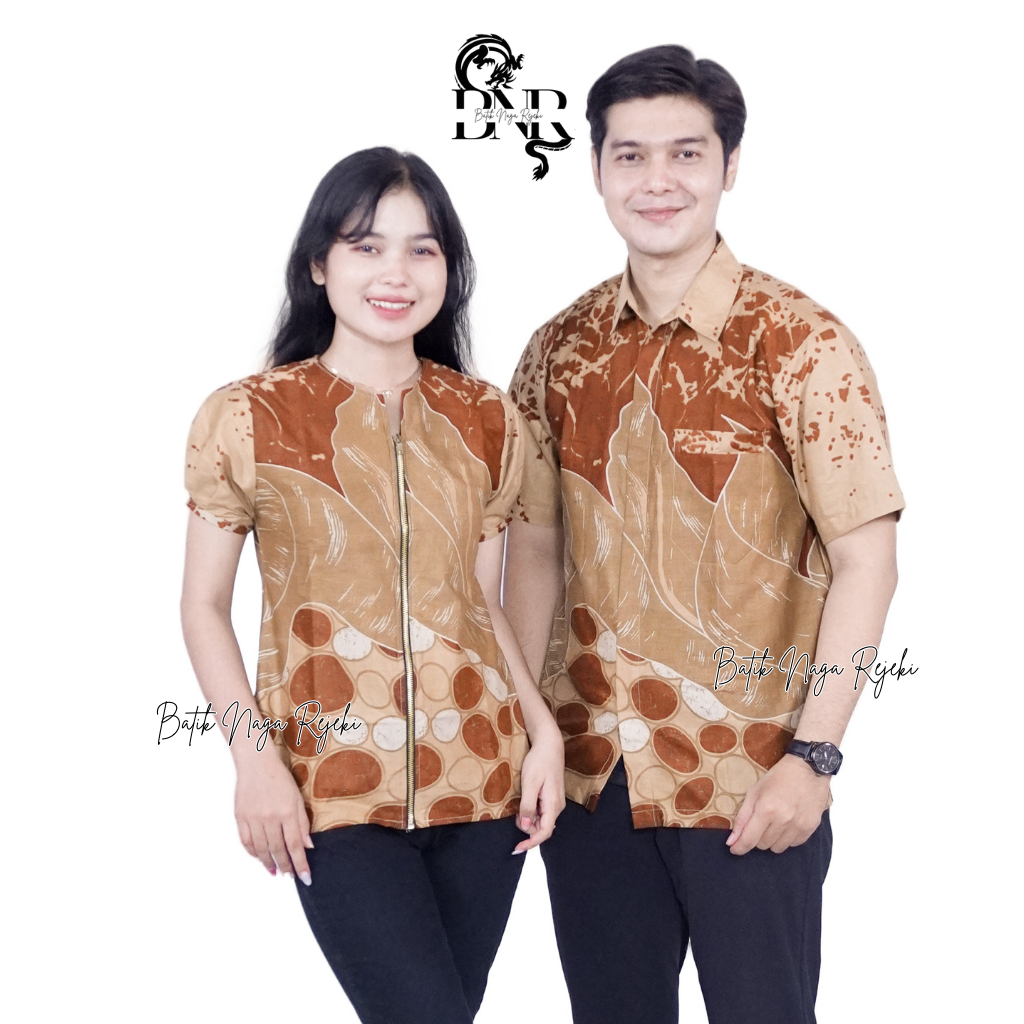 BatikNagaRejeki - Batik Susu Coklat Couple Modern - Atasan - Blus - Kemeja - Wanita / Pria - Kekinia
