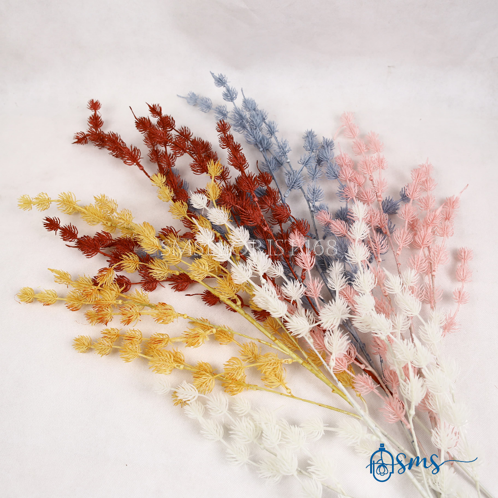 Bunga Asparagus Rumput Semak Artificial K4 – Bunny Tail Unik Rambutan‑Pinus Akar Rambut Estetik