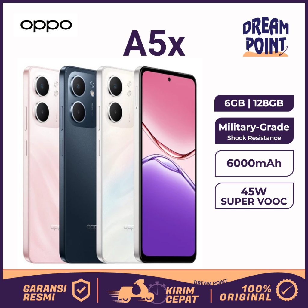 OPPO A5x [6GB/128GB] Handphone 2 Jutaan HP Murah Original 100% Android Terbaru 2025