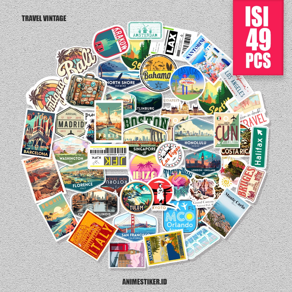

stiker sticker pack VINTAGE TRAVEL Hot City travel Stiker pemandangan kota yang terkenal Anti Air Stikers Berperekat Waterproof sticker decal buat Motor stiker estetik stiker pack stiker motor stiker laptop stiker