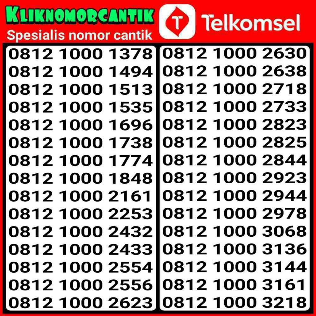 Nomor Cantik Telkomsel simpati  kartu perdana simpati seri 1000 A6