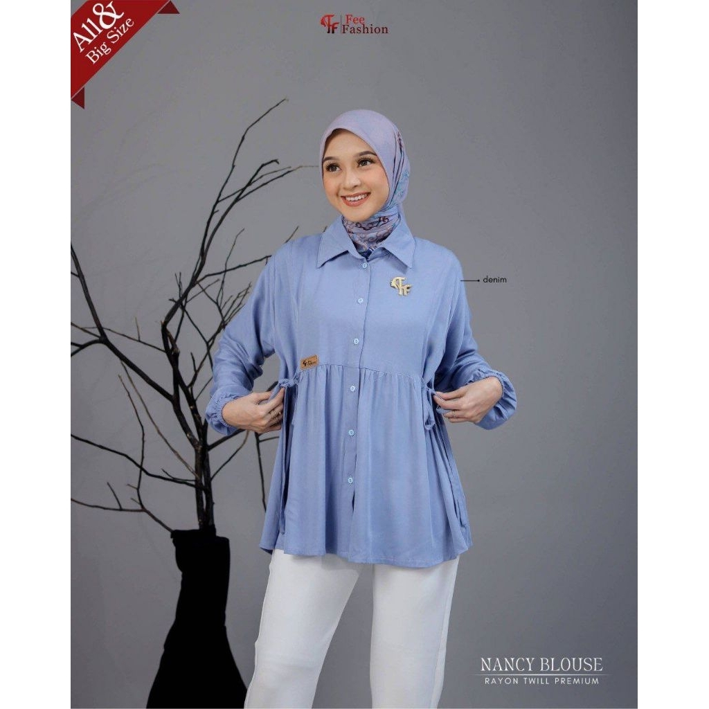 NANCY BLOUSE FEE FASHION ATASAN KEMEJA WANITA BLOUSE BASIC BLOUSE RAYON TWILL