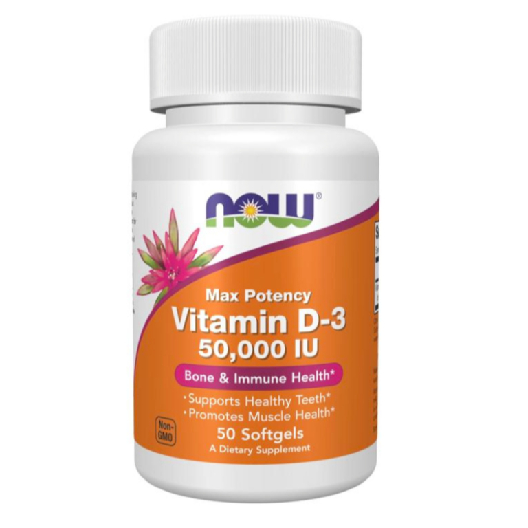 NOW Foods Vitamin D3 50000IU Max Potency 50 softgels