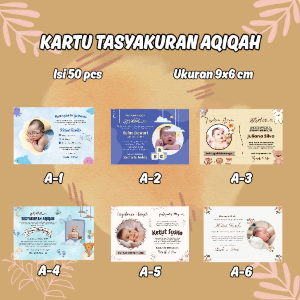 (isi 50 pcs) kartu tasyakuran aqiqah/kartu ucapan tasyakuran aqiqah/kartu aqiqah