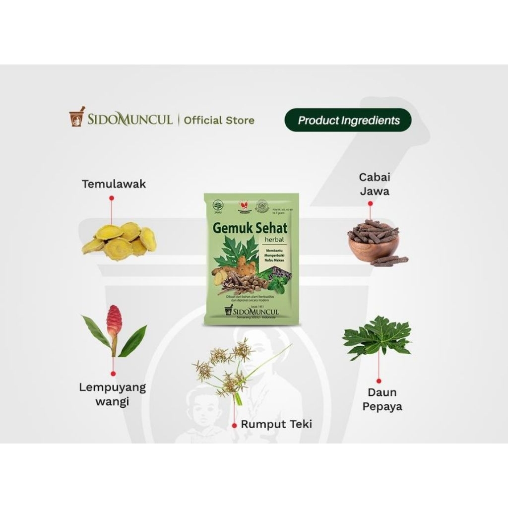 

Jamu Gemuk sehat Sido muncul kemasan pack isi 10sachet