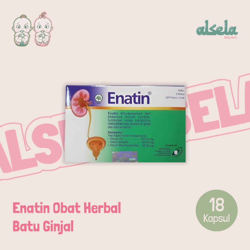 Enatin Kapsul Lunak isi 18 Obat Herbal Peluruh Penghancur Batu Ginjal
