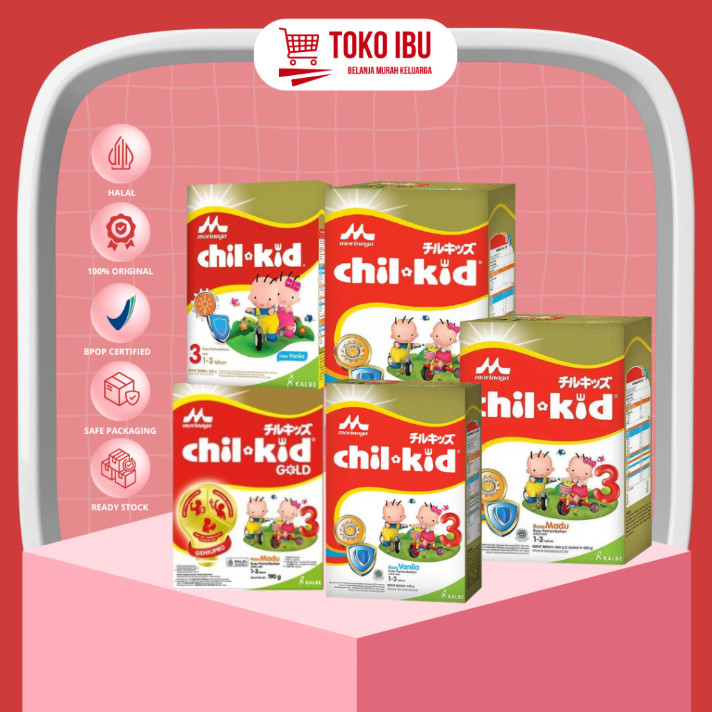 

Morinaga Chil Kid Gold Formula Pertumbuhan Anak Usia 1-3 Tahun Rasa Madu Vanilla 190gr| 400gr| 800gr
