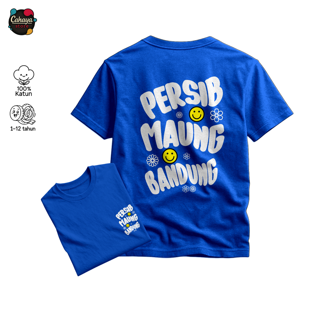 KAOS ANAK SEMI DISTRO PERSIB BANDUNG MOTIF RETRO USIA 2-11 TAHUN Unisex Cotton Combed 30s Katun