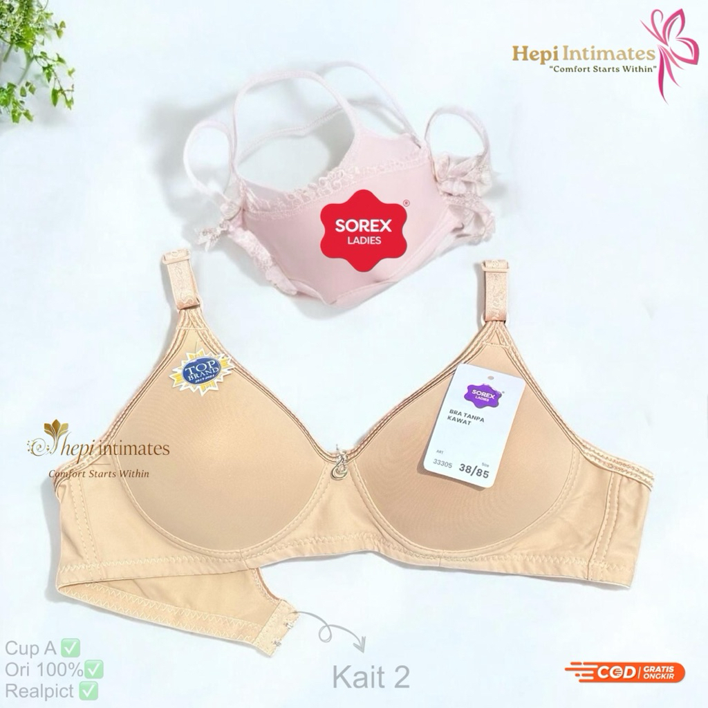 Braa Wanita Sorex Tanpa Kawat Cup Kecil A Busa Tipis 32-38 / Bh Sorex Kecil Remaja dewasa Motif Polo