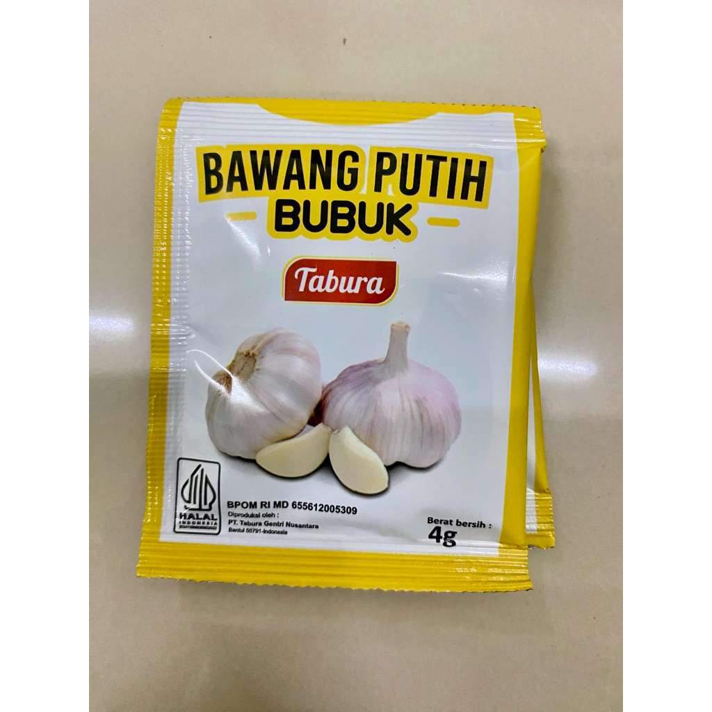 

Bawang Putih Bubuk Tabura 1Rtg (isi 12pcs/4g)