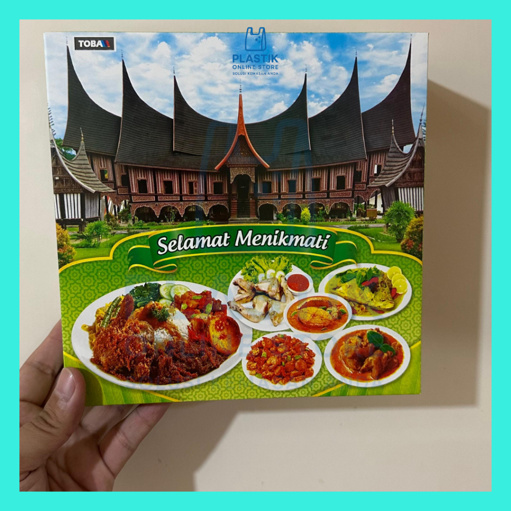 POS Kotak Nasi Minang / Padang Selamat Menikmati Polos Putih uk 20x20 1pack isi 100 lembar