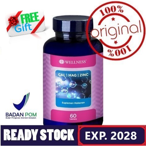 WELLNESS Cal Mag Zinc (isi 60 Tablets) - Suplemen Makanan Kalsium Magnesium & Zinc, Ready Stock