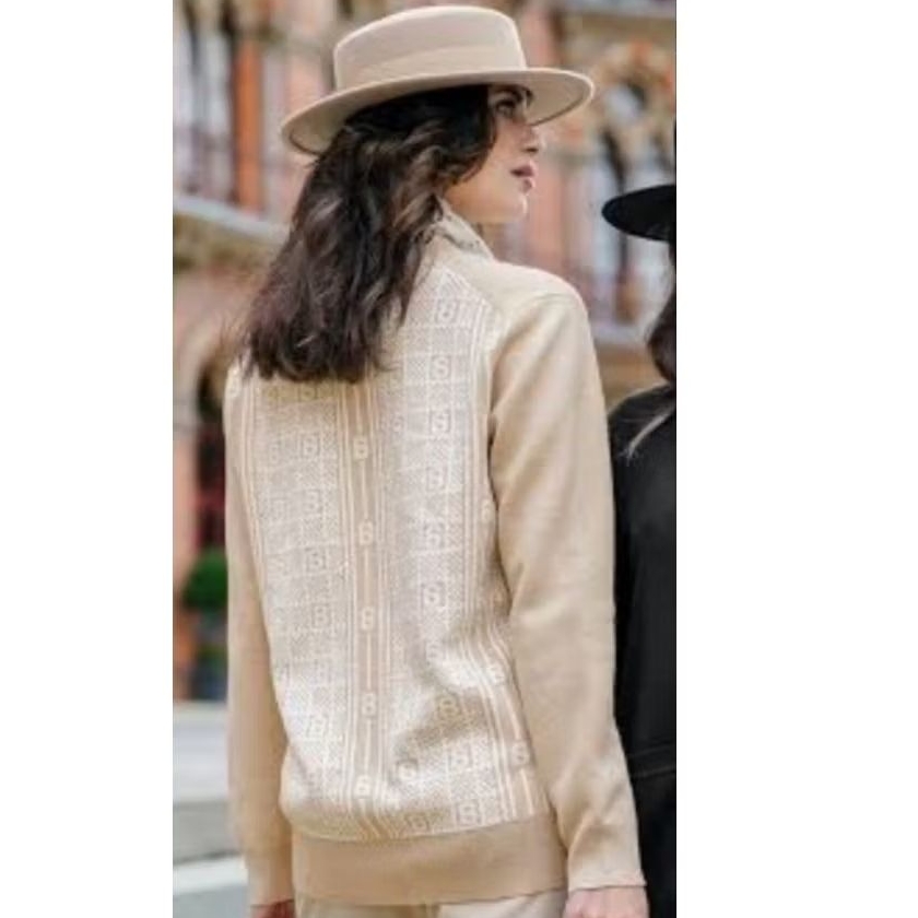 BUTTONSCARVES PLAID WOOL CARDIGAN BEIGE