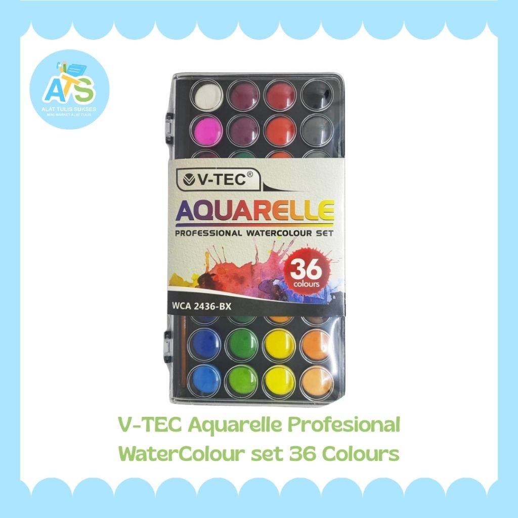 

v-tec aqualerelle profesional watercolour set 36 colour