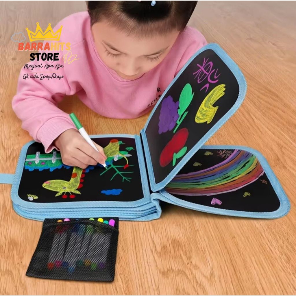 

BarraHits Buku Gambar Portable Magic Book Buku Gambar Ajaib Reusable Bisa DiHapus Mainan Anak Buku Menggambar Anak