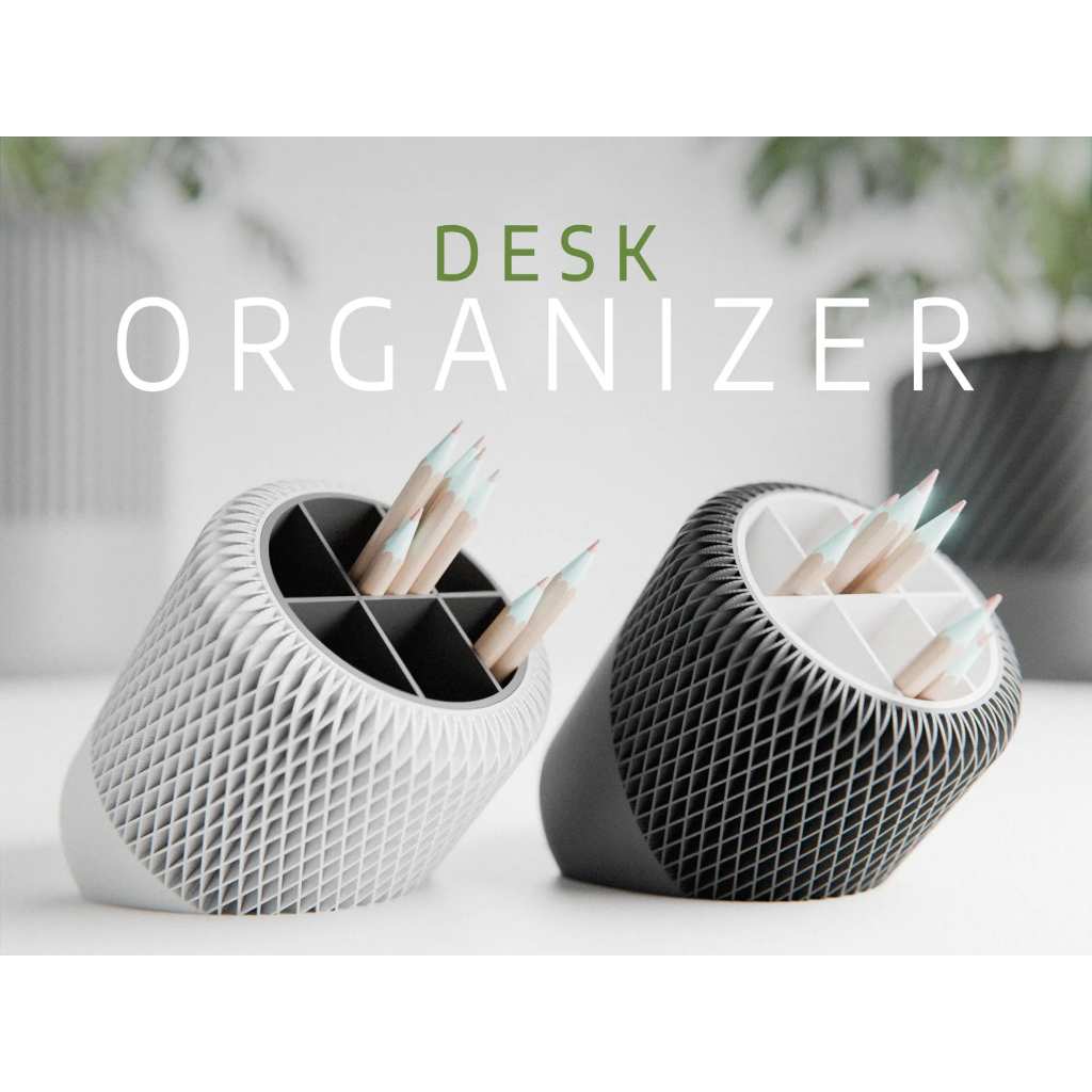 

Japandi Desk Organizer PLA 3D Print | Dudukan Alat Tulis Diamond Miring | Organizer Meja Estetik & Fungsional