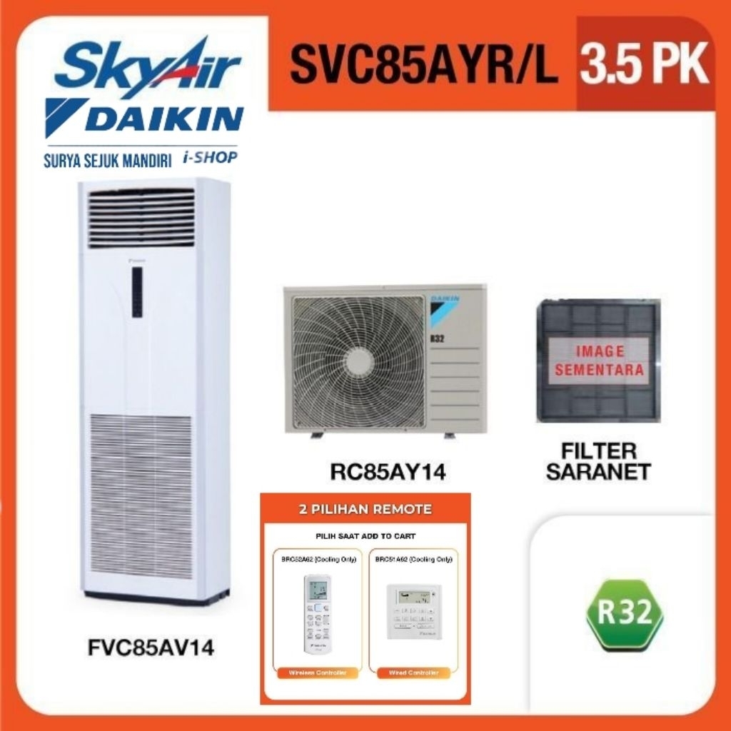DAIKIN AC FLOOR STANDING 3.5PK 3PHASE SVC85AYL R32 Ac Skyair Daikin Standart 3.5 Pk FVC85AYL